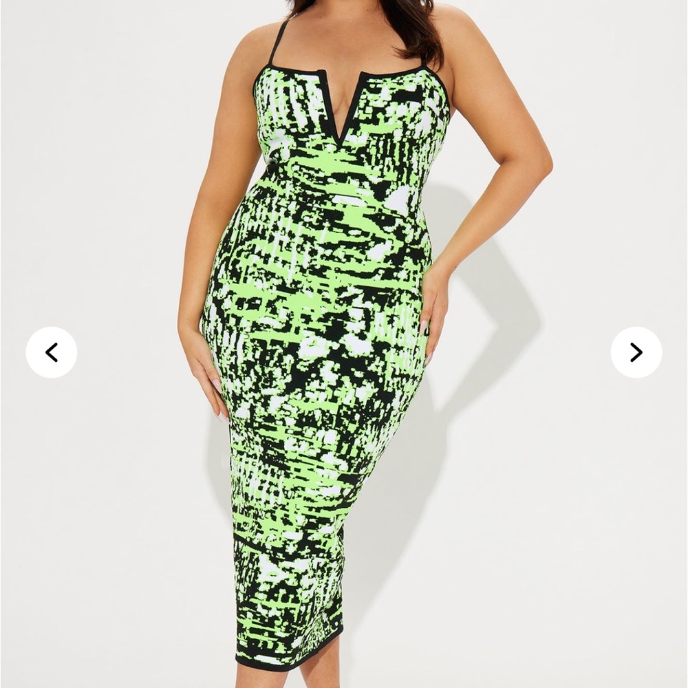 Neon Green Abstract Dress